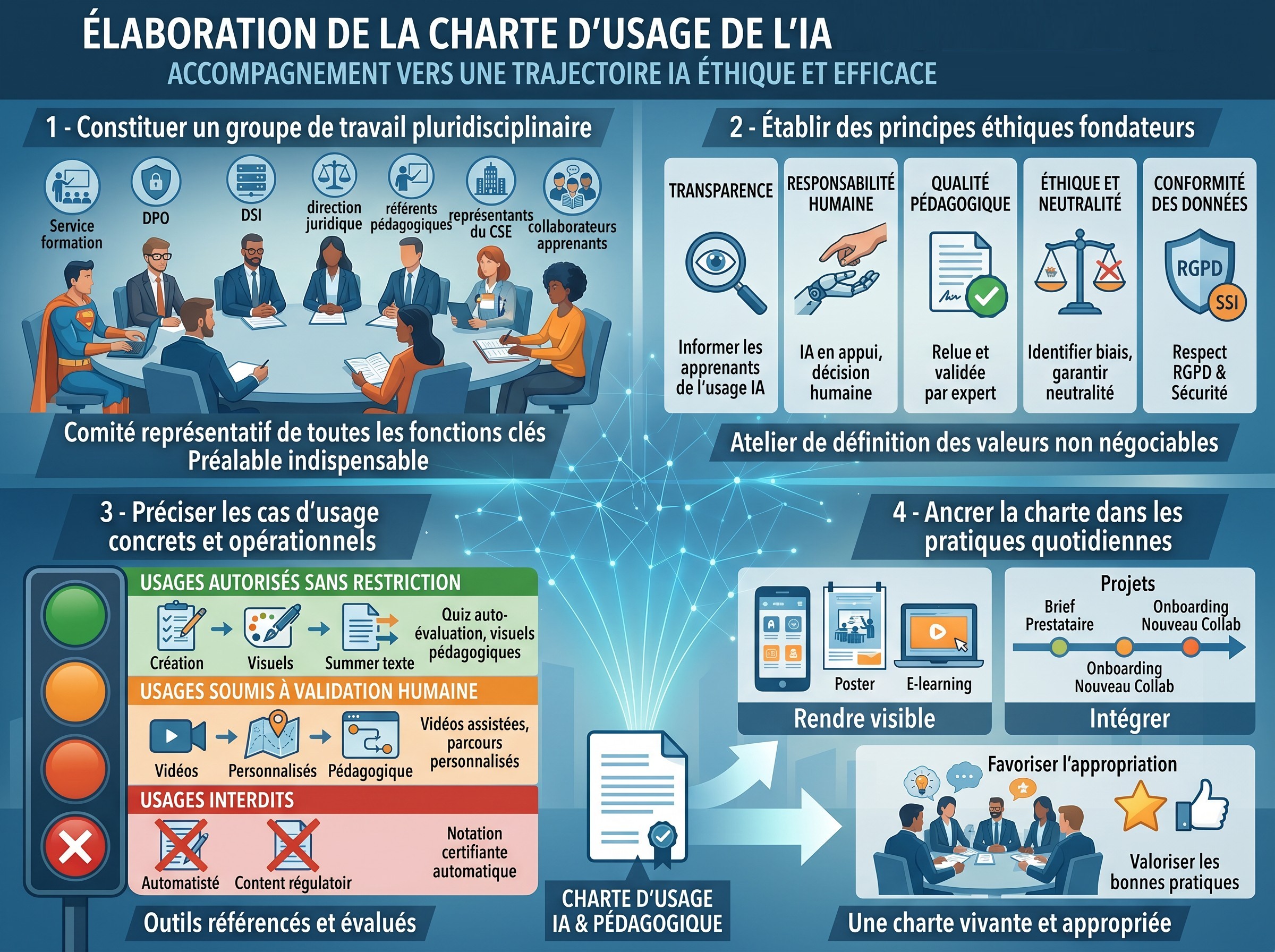 Charte des usages responsables de l'IA co-construite avec les équipes