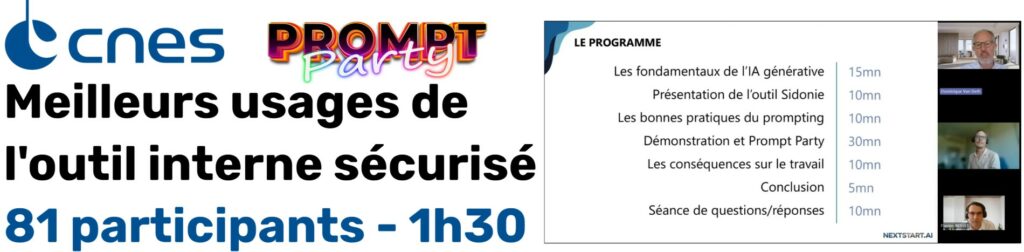 Prompt Party CNES : meilleurs usages de l'outil interne sécurisé Sidonie, 81 participants