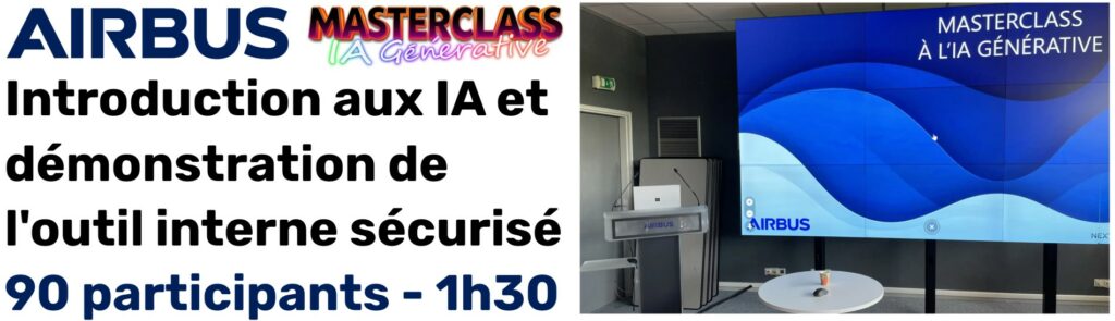 Masterclass IA générative Airbus : introduction aux IA et démonstration de l'outil interne sécurisé, 90 participants