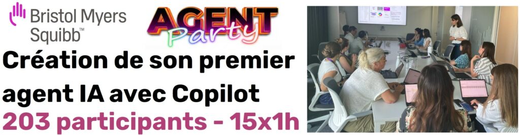 Agent Party Bristol Myers Squibb : création de son premier agent IA avec Copilot, 203 participants