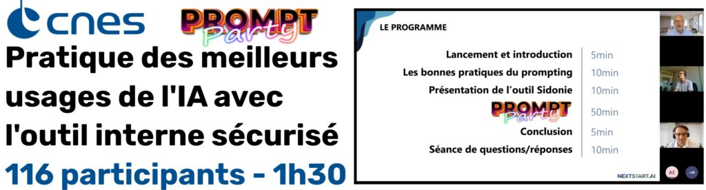 Prompt Party CNES de septembre 2026 : pratique des meilleurs usages de l'IA avec l'outil interne sécurisé, 116 participants