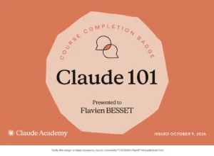 Claude Badge 101 awarded by Claude Academy to Flavien Besset