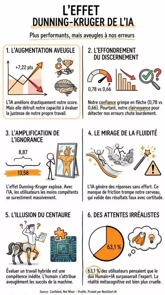Synthèse de l'étude de l'Université Aalto : avec l'IA, la performance progresse mais la lucidité sur ses propres erreurs recule